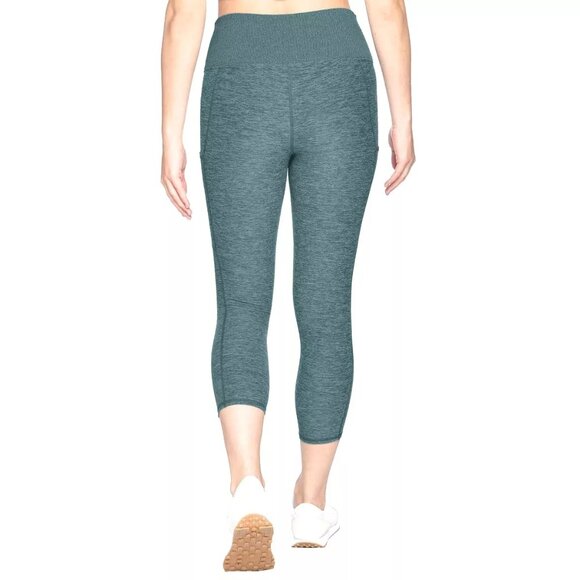 NEW Kirkland Signature Brushed Capri Leggings Women's Size S Side Pockets Green - Picture 4 of 4